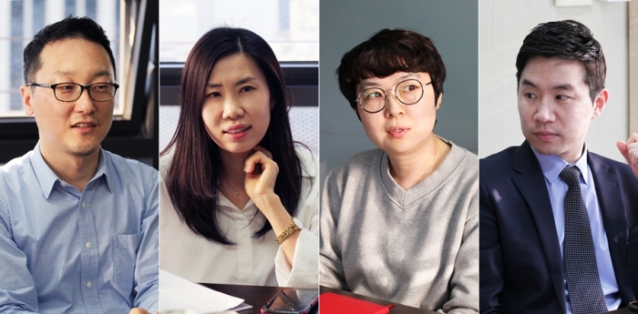 (왼쪽부터) 현석 CJ 부장, 박선희 코카콜라 차장, 한현정 SK텔레콤 매니저, 오원택 한화 과장. 사진: 서영길