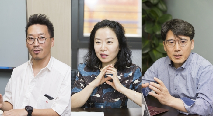 (왼쪽부터) 장인성 CBO, 이영실 팀장, 김경달 대표. 사진=송은지 실장