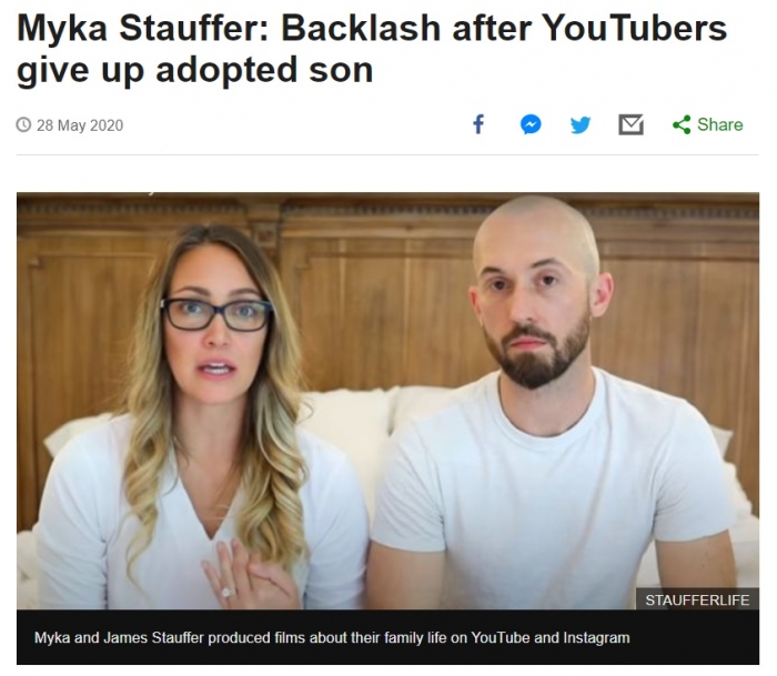 입양아 파양 논란으로 구설에 오른 마이카 스토퍼 관련 외신(BBC) 보도.