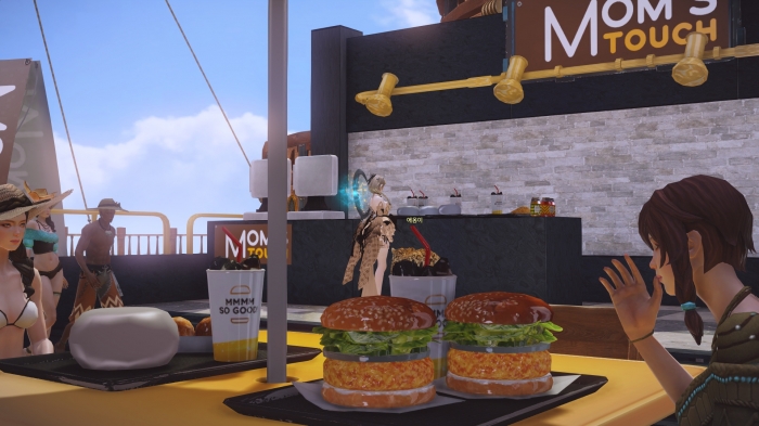 로스트아크는 ‘모코코의 여름방학’이라는 이벤트를 통해 게임 내 다양한 브랜드 공간을 선보였다. 이 가운데 맘스터치 매장의 모습.