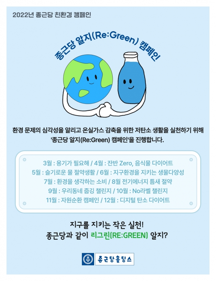 종근당홀딩스가 사내 친환경 문화 조성을 위해 진행한 '종근당 알지(Re:Green)캠페인을 성황리에 마쳤다. 사진=종근당