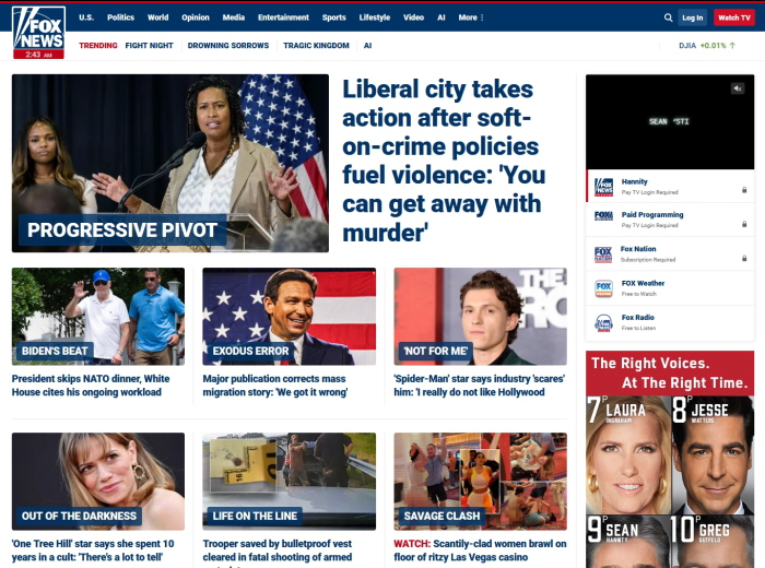 폭스뉴스 홈페이지 캡쳐