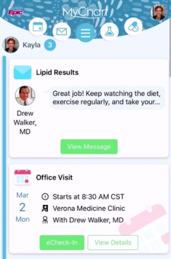 올랜도 병원에서 운영하는 '마이차트'(MyChart) 앱. 사진=Orlando Health