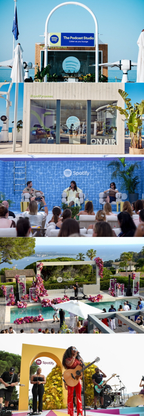 2023년 칸 라이언즈 당시 Spotify Beach에서 진행된 행사 사진들. 사진=스포티파이