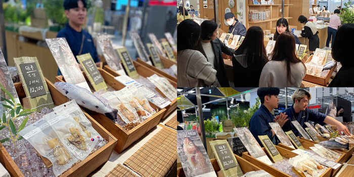 동해형씨는 2023년 3월 10일 ~16일 현대백화점 위마켓에 초대되어 더현대서울(여의도 파크원점) 매장에서 생선장수 콘셉트의 팝업스토어를 선보이며 완판을 기록했다. 현대백화점 판교점(분당)을 시작으로 더현대서울점(여의도 파크원), 무역센터점(삼성동)으로 이어지는 기간 동안 ‘동해형씨’는 2,300만원 이상의 매출을 올렸다. 사진=동해형씨 제공