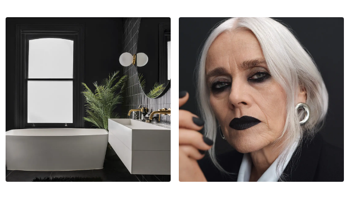 블랙 40 색상으로 릭이 선보인 인테리어 스타일(좌)과 맥이 연출한 메이크업(우). 사진=릭