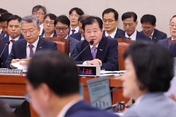 강석진 중소벤처기업진흥공단 이사장이 22일 오전 서울 여의도 국회에서 열린 산업통상자원중소벤처기업위원회의 중소벤처기업진흥공단 등에 대한 국정감사에서 의원질의에 답하고 있다. 뉴시스