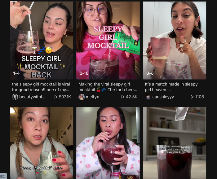 슬리피걸 목테일 제조과정 보여주는 틱톡 영상들