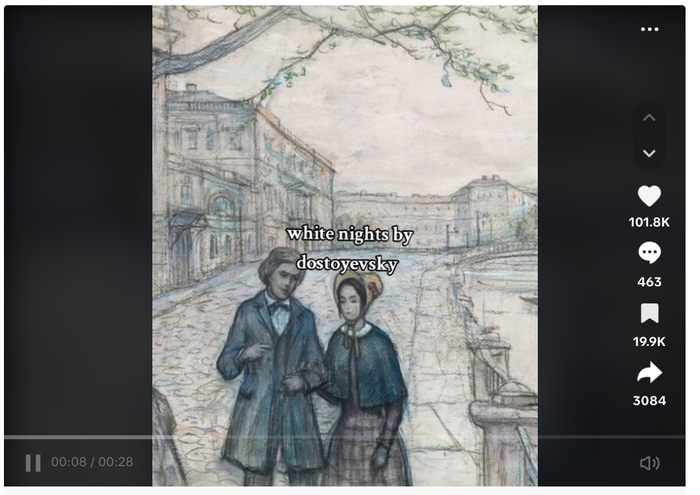 소셜미디어에서 Z세대는 음악과 그림으로 '백야'에 관한 쓸쓸함을 표현한다. 틱톡 동영상 캡처