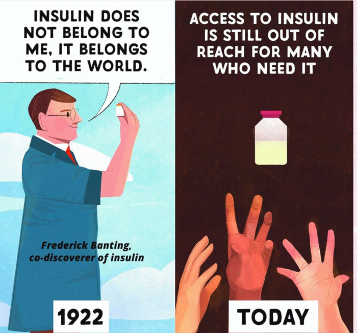 당뇨병 치료를 위한 인슐린을 발견한지 100년이 넘었지만 아직도 필요한 모든 사람들이 구할 수 있는 것은 아니다. WHO 인스타그램
