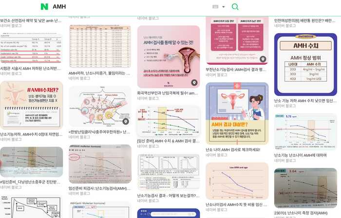네이버에서도 난소기능검사 홍보 게시물들을 쉽게 찾을 수 있다 (사진=네이버 검색화면)