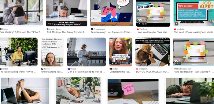 일 때문에 바쁘고 힘들어보이는 사람들 (사진=태스크마스킹 구글 검색)