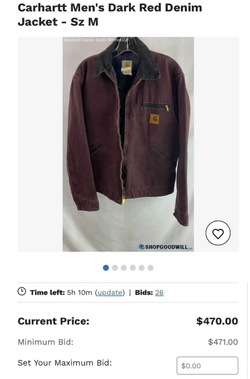 굿윌 사이트에서 경매 중인 중고 재킷(사진=레딧) 