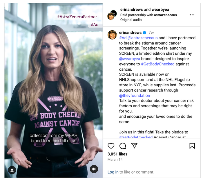 유명 스포츠 방송인 에린 앤드류스는 정기 건강검진으로 자궁경부암을 발견해 치료한 후 암 검진 캠페인 홍보대사로 나섰다 (사진 = 인스타그램@erinandrews)