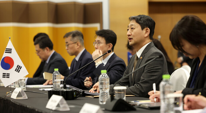 안덕근 산업통상자원부 장관이 지난 3월 30일 오후 서울 중구 대한상공회의소에서 열린 한·일 산업통상장관회의에서 발언하고 있다. 사진=뉴시스