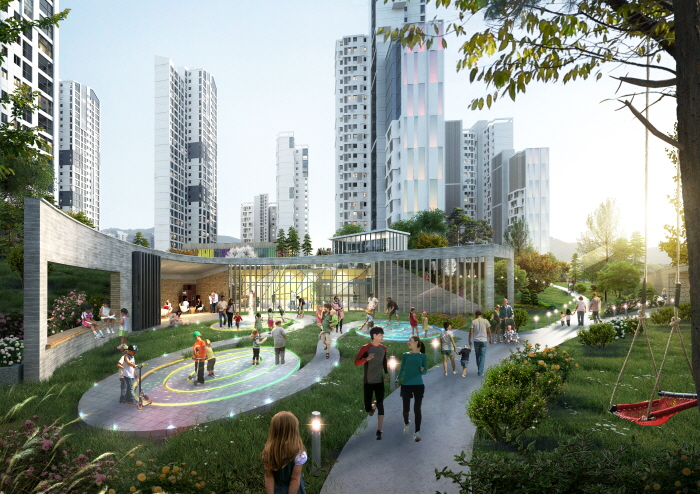 LH가 추진중인 남양주진접2 A-1BL 아파트 광장투시도. 사진=가람건설 제공