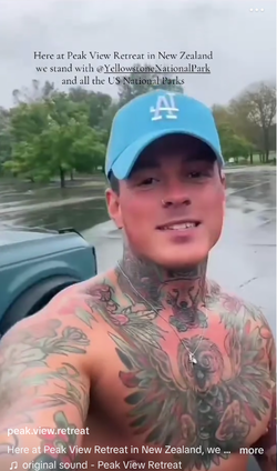 온리팬스 스타는 옐로우스톤 국립공원  계정에 출연후 구독자가 급증했다고 밝혔다 (사진 = tiktok@_JonathonCaine)