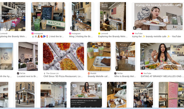 Z세대 소녀들은 브랜디 멜빌 카페에서 파는 피자, 샌드위치, 치즈케이크 등 간식에 대한 관심이 크다 (사진= 구글 검색)  