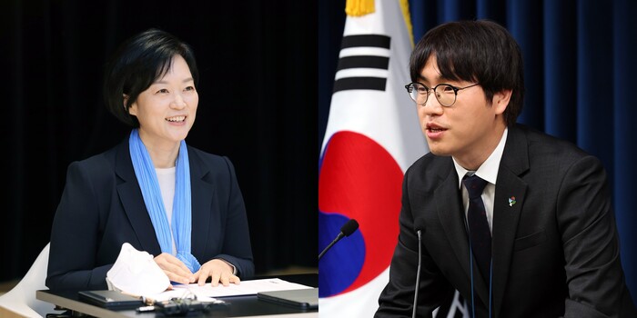 이재명 정부 초대 중소벤처기업부 장관 후보자로 내정된 한성숙 전 네이버 대표(왼쪽), 네이버 퓨처AI센터장을 역임했던 하정우 AI미래기획수석. 사진=뉴시스