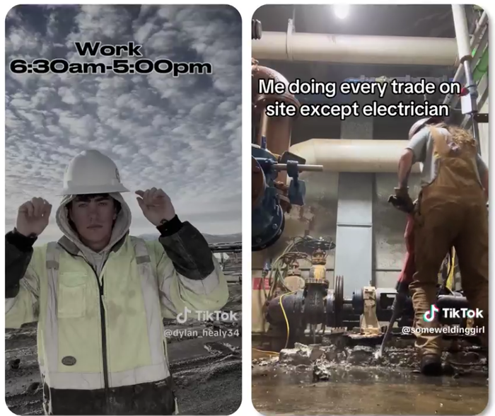 소셜미디어에 공유된 숙련 근로자들의 영상에서 진로 선택의 영감을 받는다는 Z세대가 많아지고 있다 (사진 = 틱톡캡처)