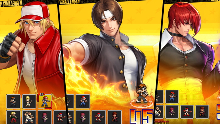 킹 오브 파이터 AFK_(좌측부터)테리 보가드, 쿠사나기 쿄, 야가미 이오리. 사진=넷마블