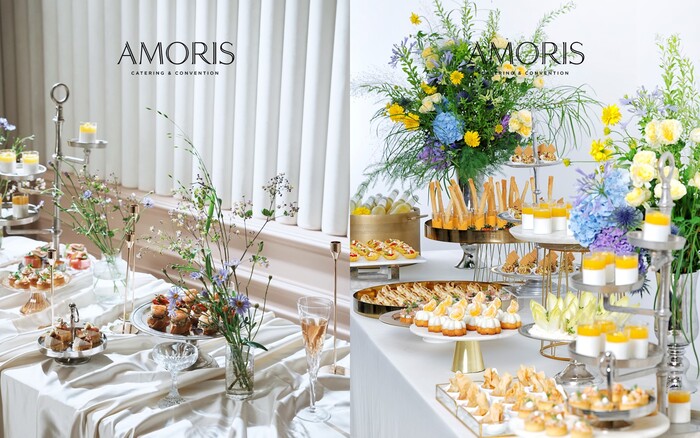 아워홈 컨벤션 전문 브랜드 아모리스 케이터링 메뉴와 연출. 사진=아워홈 제공