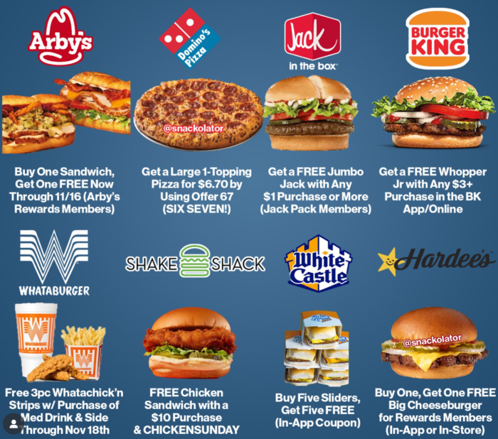 그래도 외식을 한다면 할인 정보(meal deal)를 기반으로 메뉴를 정하는 것이 기본이다 (사진 = 인스타그램@snackolator)