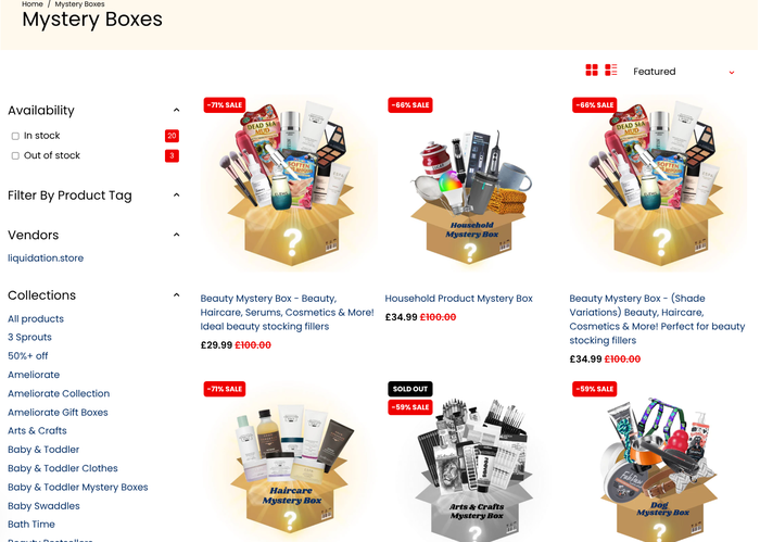 미스터리 박스가 청산전문업체들의 재고처리 방법으로 각광 받고 있다 (사진 =liquidation.store)