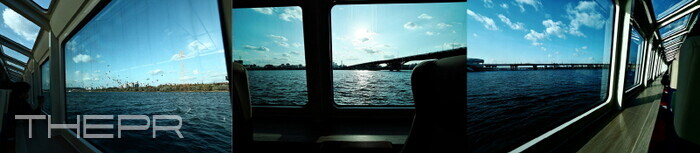 한강버스를 타고 차창 밖으로 한강 조망. 사진=전재현 기자